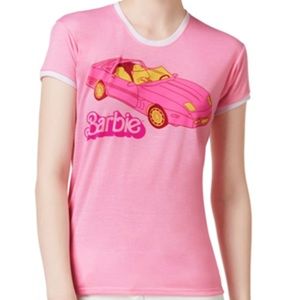 Mighty Fine Womens Barbie Car Graphic T-Shirt bubblegum small
